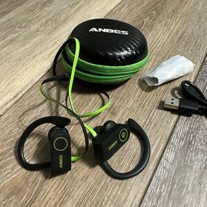 Wireless Bluetooth Black and Green ANBES Earbuds